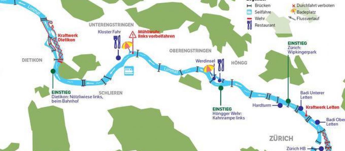 Die Gummiboot-Routen in der Region